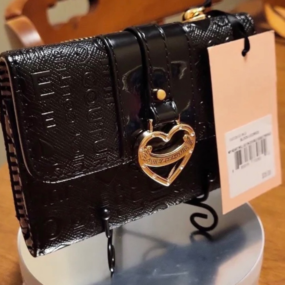 Juicy Couture  Licorice My Heart Will Go On Double Sided Tri-Fold Wallet NWT